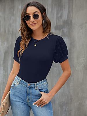 Blooming Jelly Womens Short Sleeve Blouse Business Casual Dressy Tops  Ribbed Summer Stylish Work Shirts(Large, Navy Blue) - Yahoo Shopping