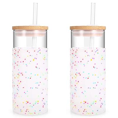 tronco 20 oz Glass Tumbler Glass Water Bottle Straw Silicone Protective  Sleeve Bamboo Lid - BPA Free - White - Yahoo Shopping