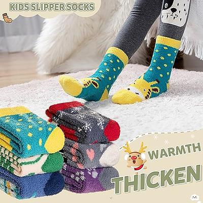 5pairs Women Anti Slip Gift Slipper Socks With Grips Coral Fleece