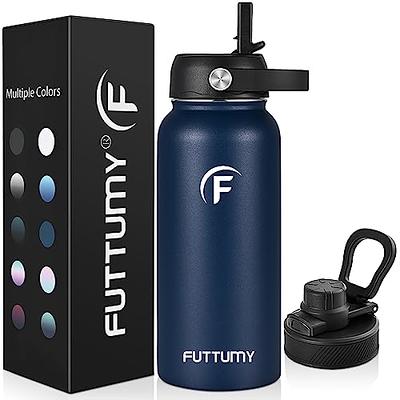  Futtumy 32 Oz Water Bottle, Sports Water Bottle with Straw Lid  & Chug Lid, Best Reusable Gym Water Bottle for Men Women, Vacuum Stainless  Steel, Thermo Mug, Metal Canteen, Leak-Proof(Day 