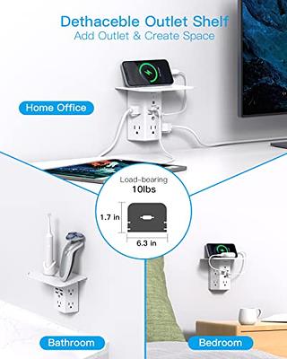 Multi Plug Outlets, Wall Outlet Extender with Night Light and Outlet Shelf,  Surge Protector 4 USB Ports(1 USB C), USB Wall Charger Power Strip