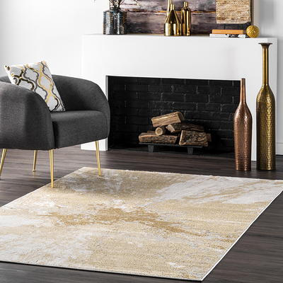 Origin 21 with STAINMASTER Quatro 8 X 10 Dark Blue Indoor Abstract Area Rug  in the Rugs department at