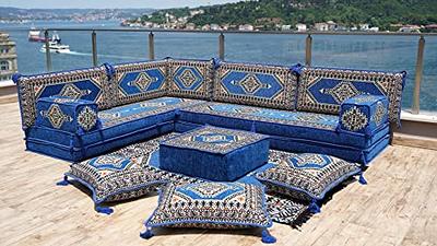 VELVET Gray Floor Seating Sofa Living Room Turkish Decor Oriental Floor Set  Cushions Japanese Seat Bohemian Furniture Couch Fabric Indoor 