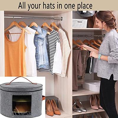 Hat Box,Hat Storage Box,Stackable Round Brim Hats Organizer Bag Container  for Closet,Travel Hat Boxes for Women&Men,Collapsible Cowboy Hat  Organizer,Stuffed Animal Toy Storage,Foldable Round Travel Cap Boxes with  Dustproof Lid