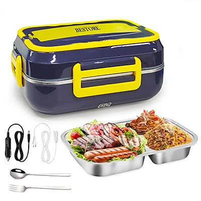 BESTORE Electric Lunch Box, 60w High-Power Portable Food Warmer Lunch Box  For Car and Home, Heated Lunch Boxes For Adults with 1.5L Removable 304  Stainless Steel Container, Fork and Spoon - Yahoo
