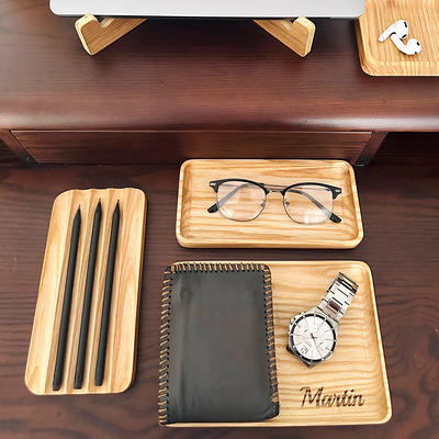 Desktop Office Accessories Wood Organizer Gifts for Men Holder 