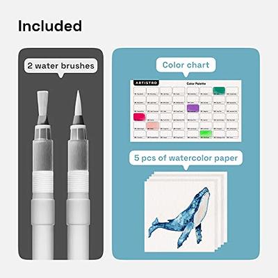 Artistro Watercolor Brush Tip Paint Marker Pens - Set of 8 Basic & 8 Metallic Colors