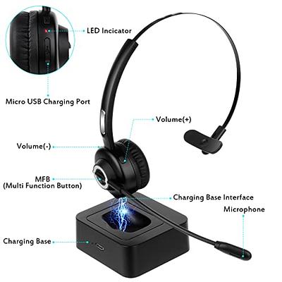 Trucker Bluetooth Headset V5.0, Wireless Headset with Mic Noise  Canceling&Mute f