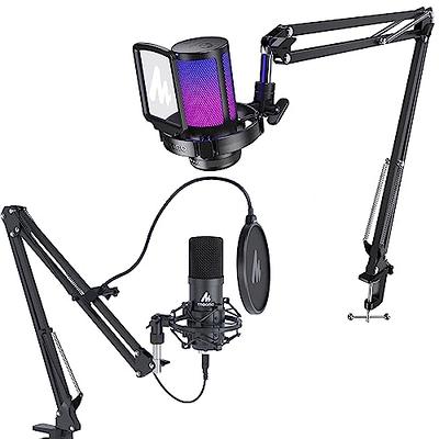 Caattiilaa USB Microphone - Professional Recording Microphone,  192KHZ/24Bit, Pop Filter, Boom Arm Set, Easy Installation, Compatible with  PC, Laptop