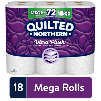 Quilted Northern Ultra Plush Toilet Paper, 32 Mega Rolls = 128 Regular Rolls White