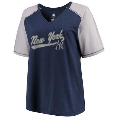 Women's New York Yankees Soft as a Grape Navy Plus Size V-Neck T-Shirt