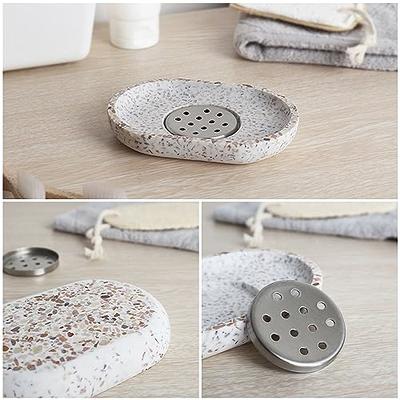 Soap Dish Terrazzo Stone Tray Bar Soap Holder for Shower Bathroom