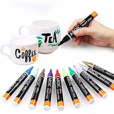  Paint Pens Paint Markers - Gold Permanent Markers 8 Pack, Oil  Based Waterproof Quick Dry Medium Tip Marker Pen for Metal, Wood, Fabric,  Plastic, Rock, Stone, Mugs, Canvas, Glass, Art Craft 