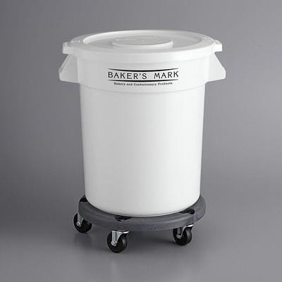 Continental Huskee 32 Gallon / 510 Cup White Round Ingredient Storage Bin  with Flat Top Lid