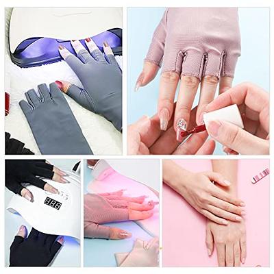 1 Pairs Anti UV Gloves for Nails UV Shield Glove Gel Manicure, Professional  Anti-UV Fingerless Protect Hands from UV Light Lamp Dryer (Long White)