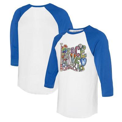 Toddler Los Angeles Dodgers Tiny Turnip White Black TT Rex Raglan 3 4 Sleeve  T Shirt - Limotees