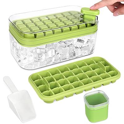 Ice Tray Ice Cube Tray with Lid, Mold and Bin - 64 Ice Cube Molds & Trays,  Ice trays for freezer with bin, ice tray with storage bin, ice maker tray