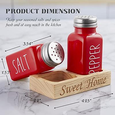 Red Salt and Pepper Shakers Set - Red Farmhouse Kitchen Decor and  Accessories - Cute Glass Salt Shaker for Kitchen and Table