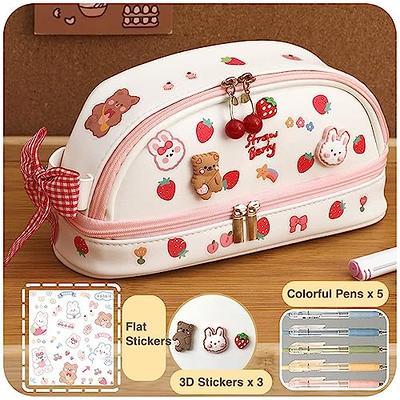 JHTPSLR Kawaii Pencil Pouch Triple Zipper Large Clear Pencil Pouch Cute  Kawaii Pencil Case Waterproof Pen Bags Pen Holder Stationery Storage Bag  Make