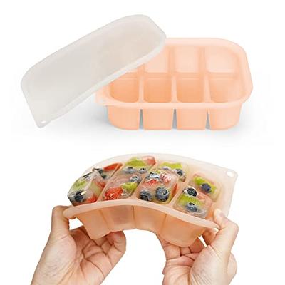 Hoolerry 6 Pcs Baby Food Storage Container Silicone Baby Food Freezer Tray  with Clip on Lids Milk Trays for Breastmilk Baby Food Ice Cube Trays for