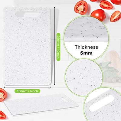 2 Pcs Small Cutting Board for Kitchen Mini Plastic Cutting Board Set Bar  Dishwasher Safe Granite Color Cutting Board for Camping Food Fruits Prep  Vegetables Easy Grip (White, 6 x 10) 