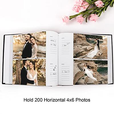 Vienrose Linen Photo Album 300 Pockets for 4x6 Photos Fabric Cover Photo Books Slip-In Picture Albums Wedding Baby Green