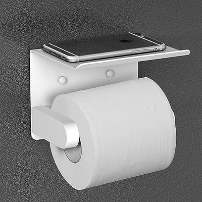 Self Adhesive Bathroom Black Toilet Paper Holder with Phone Shelf