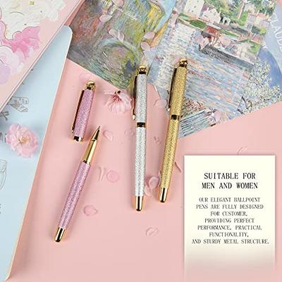 8 Pieces Pink Ballpoint Pen Set Metal Crystal Diamond Pen Liquid Sand  Glitter Pen Fancy Pens Retractable Black Ink Ball Point Pen Gifts for  Journaling