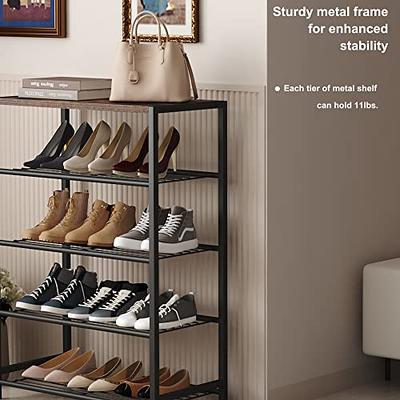 4-Tier Shoe Rack, Metal Shoe Storage Organizer, Stackable 16 Pairs