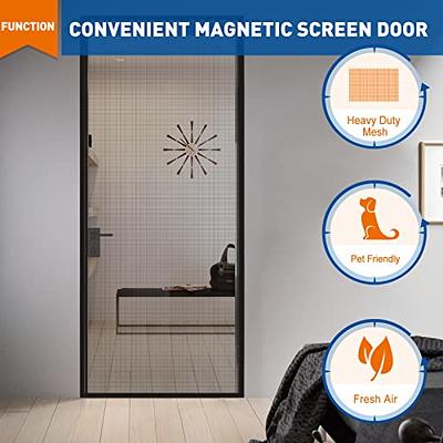 MAGZO Magnetic Screen Door Fit Door Size 72 x 80 Inch, Screen Size 74 x  81 French Door Screen with Full Frame Hook&Loop Black