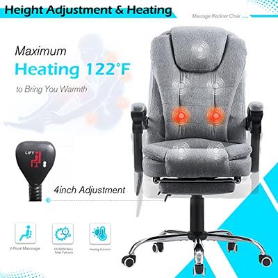 Vinsetto High Back Massage Office Chair with 7-Point Vibration Heating  Function Reclining Back and Adjustable Height with Lumbar Support Headrest  Footrest White Recline