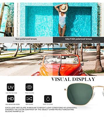 KALIYADI Sunglasses for Women and Men, Polarized Square UV Protection,  Trendy Metal Frame Hexagon Sunglasses (2 Packs Grey&G15) - Yahoo Shopping
