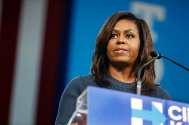 PHOTO: First lady Michelle Obama speaks during a campaign rally for Democratic presidential candidate Hillary Clinton in Manchester, N.H., Oct. 13, 2016. (Jim Cole/AP, FILE)