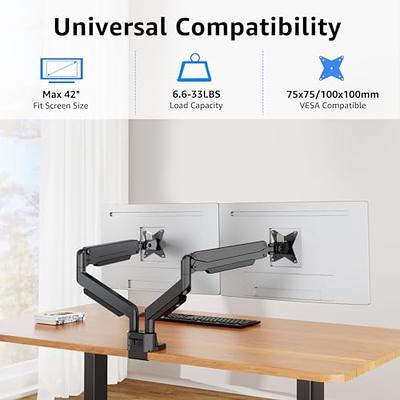 MOUNTUP Dual Monitor Stand Desk Mount - Fully Adjustable Gas Spring Monitor  Arm, Dual Monitor Mount with C Clamp/Grommet Base, Removable VESA Bracket