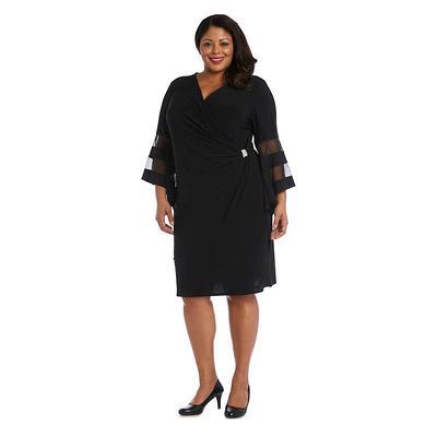 Women's R&M Richards Embroidered Blouson Sleeve Wrap Dress