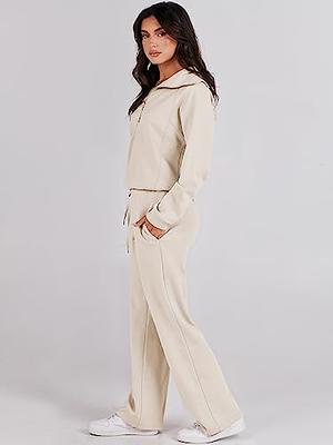 Womens 2 Piece Lounge Set Half Zip up Long Sleeve Pullover Tops Wide Leg  Sweatpants for Women Comfy Sets Sweatsuit Set : : Clothing, Shoes  & Accessories