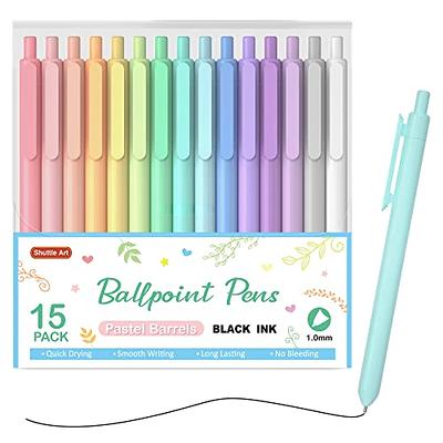 Drawdart 14 Pack Cute Ballpoint Pens for Note Taking,Pastel Pens Black Ink  Medium Point 1.0mm,Retractable Pretty Office Supplies for Women & Men, Best