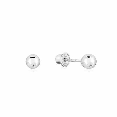 14k White Gold Ball Stud Earrings with Secure Screw-backs (4mm) - Yahoo  Shopping