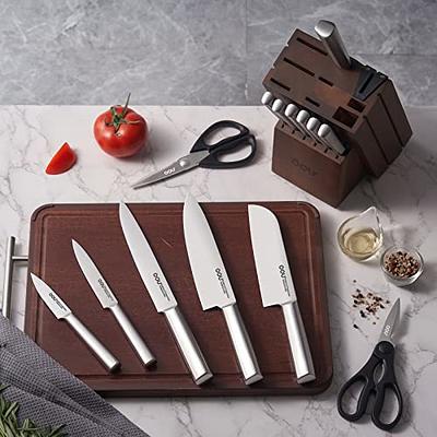 15Pcs Kitchen Knife Set w/Wooden Block Sharpener Pro Stainless Steel Chef  Knives