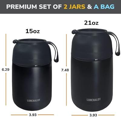 Thermos for Hot Food,Soup Thermos for Kids Adults,Thermos Lunch Box 21oz, Thermos Water Bottle,Thermos Stainless Steel,Vacuum Insulated Food Jar for  Hot and Cold with Handle and Folding Spoon (Black) 