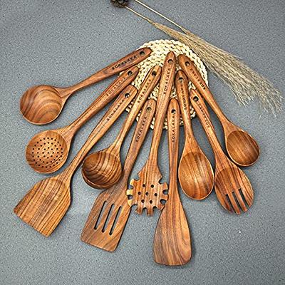 Wooden Spoons for Cooking,Wooden Utensils for Cooking Teak Wooden