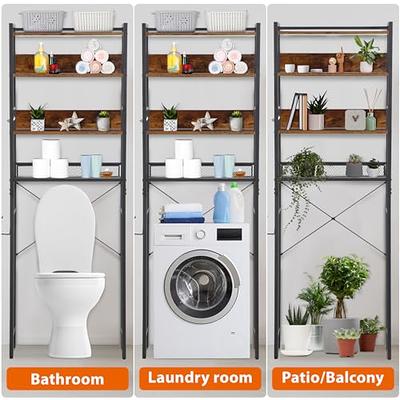 Rolanstar Over The Toilet Storage, 4-Tier Wooden Bathroom Space Saver with  Hooks, Freestanding Bathroom Organizer, Multifunctional Over The Toilet