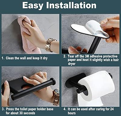 VAEHOLD Self Adhesive Toilet Paper Holder with Phone Shelf Stainless Steel  Wall Mounted Toilet Paper Roll Holder - Rustproof and Bathroom Washroom Tissue  Roll Holder with Storage Shelf - Gold - Yahoo Shopping