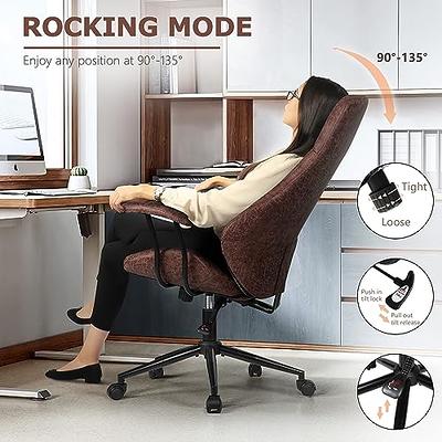 OVIOS Suede Fabric Ergonomic Office Chair High Back Lumbar Support