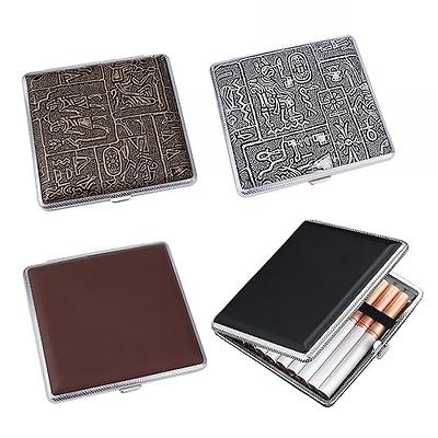 Cigarette Case Stylish, Metal with Leather Surface, 20 Capacity