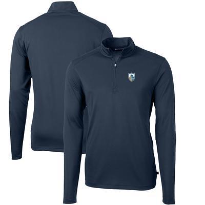 Men's Cutter & Buck Gray Detroit Lions Throwback Logo Virtue Eco Pique Recycled Quarter-Zip Big Tall Pullover Top