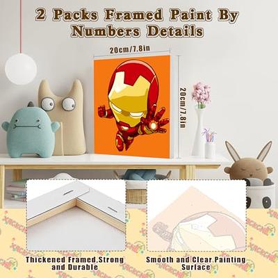 xackcme 2 Pack Cartoon Paint by Number for Kids with Wooden Frame