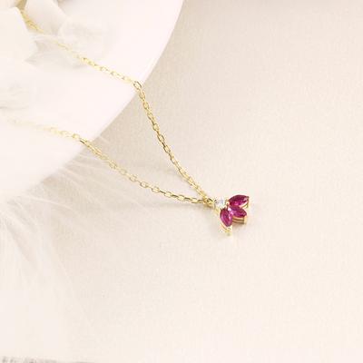 Angara Natural Ruby Solitaire Pendant Necklace for Women, Girls in