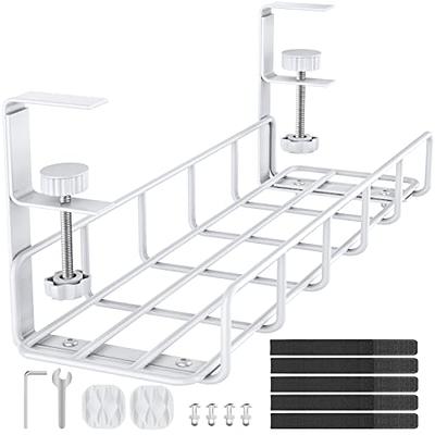 Under Desk Cable Management Tray, 15.7'' No Drill Steel Desk Cable  Organizers, Wire Management Tray Cable Management Rack, Desk Cable Tray  with Wire