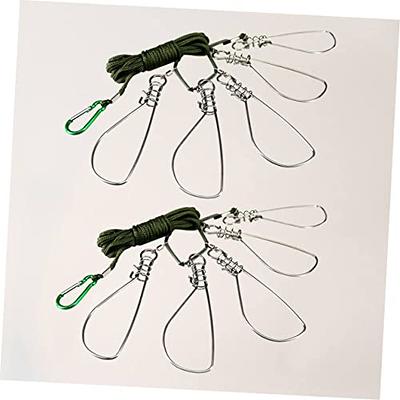 Stainless Steel Heavy Duty Fishing Stringer 5 Hooks Snap Lock